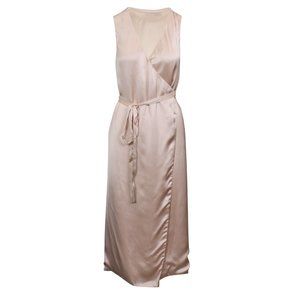 A_PLAN_APPLICATION Pink Satin Twist Sleeveless Dress Size M $700